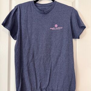 Simply Southern Heathered Navy Tee with Pink Logo
